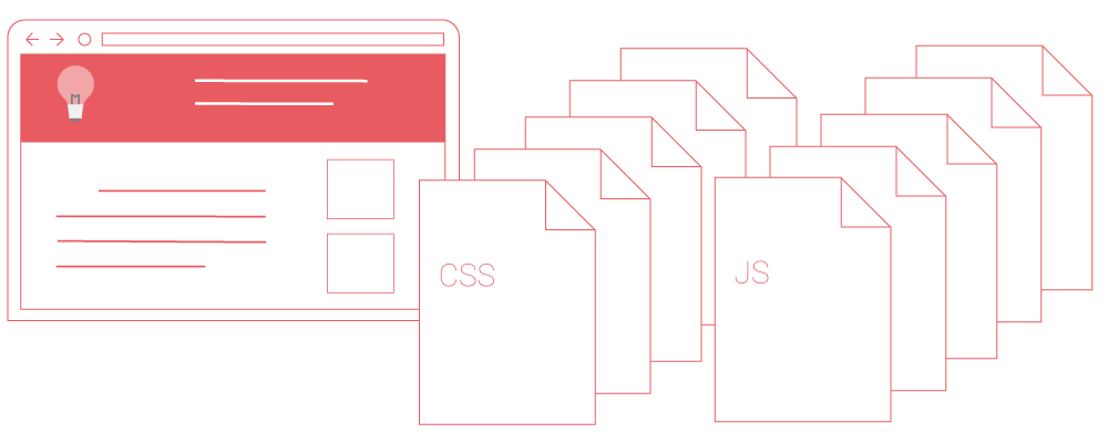 Folders with CSS files near the computer screen 