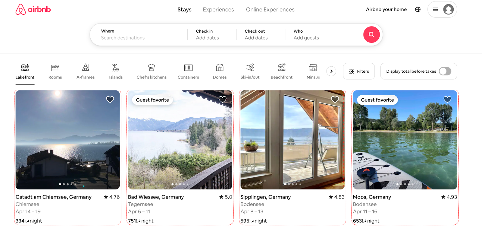 Airbnb User Friendly Websites Examples